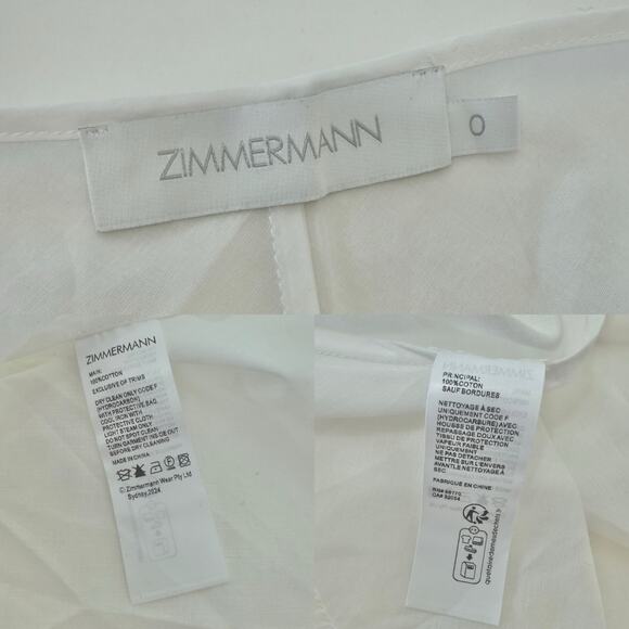 ZIMMERMANN Lexi Embroidered Tunic Eyelet Sheer Top in Ivory 0 (US 4) NWT - Picture 11 of 13
